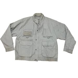 Eddie Bauer Vintage Men's XXL Fishing Hunting Fisherman Chore Beige Pockets Coat